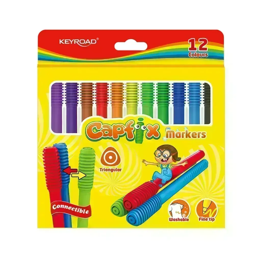 Marcadores Escolares, Capfix, Caja x 12 Colores