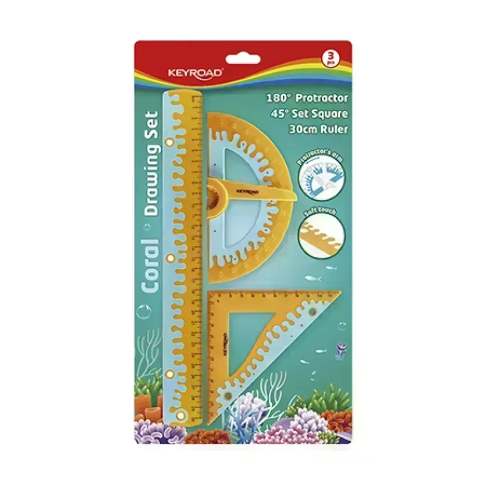 Juego Geometrico Plast., Soft Touch, 30 cm., Pack x 3 
