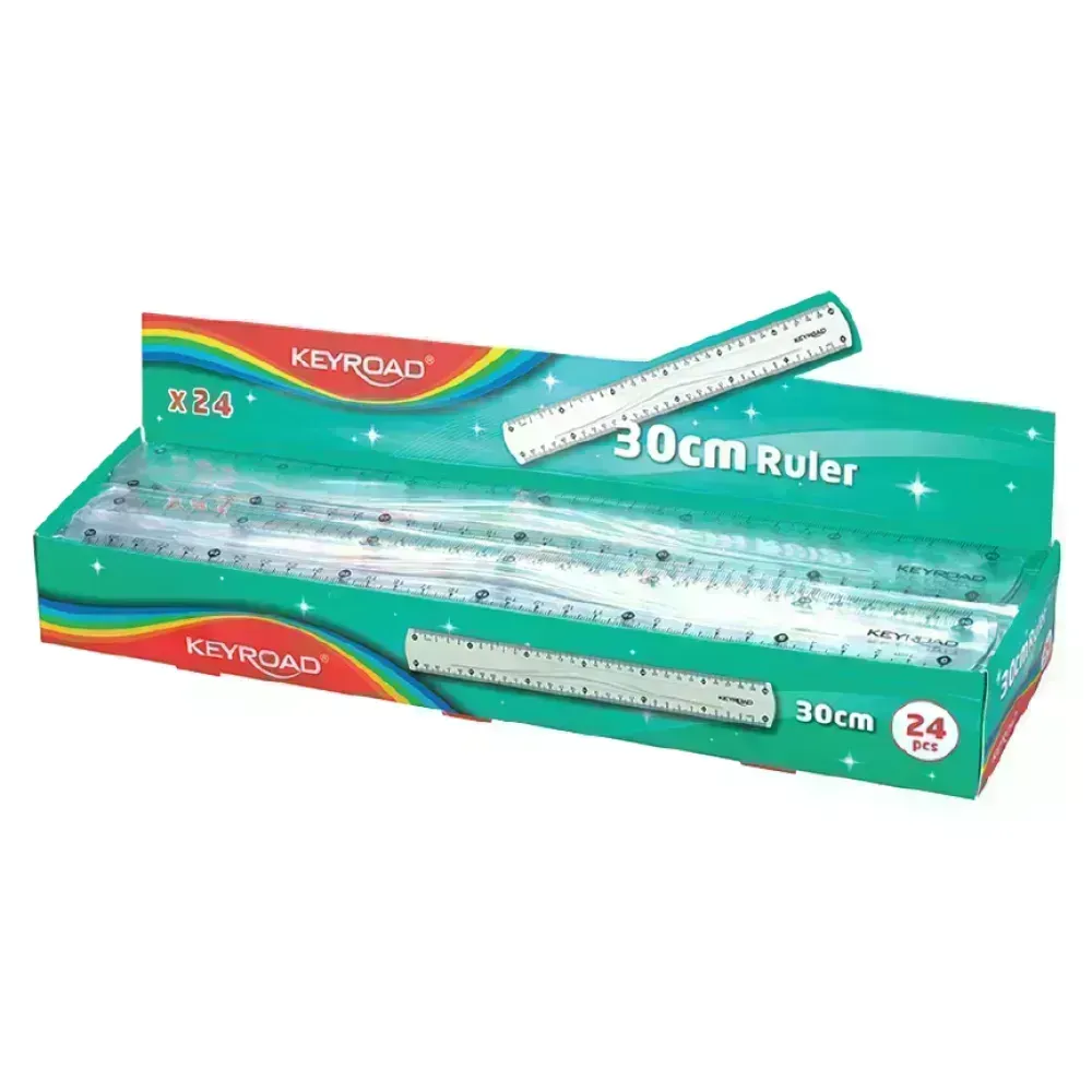 Regla Plástica, Rígida, 30 cm., Caja x 24 Unds. (solo cm)