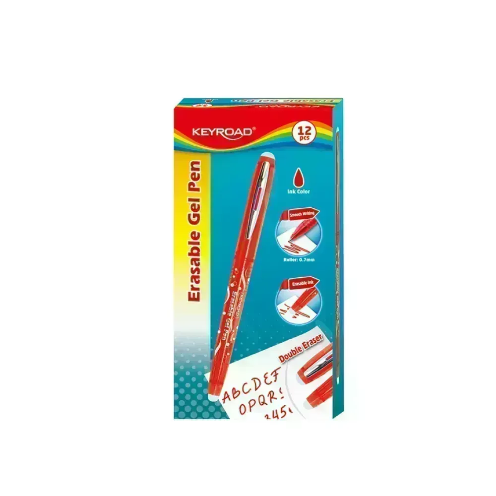 Bolígrafos, Gel Roller Borrable, Rojo, Caja x 12 Unds.