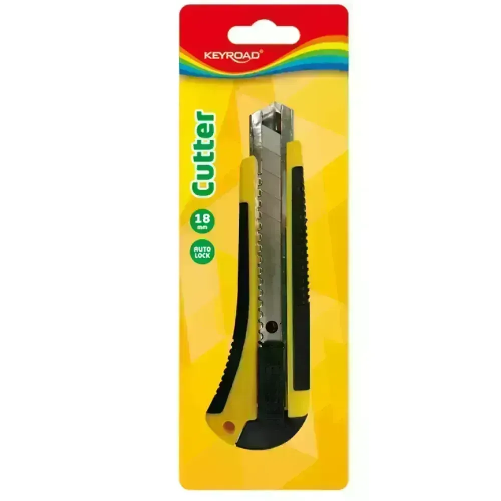 Cuchilla Plástica, 18 mm, Reforzada,  Amarillo, Blister x 1 Und.