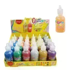 Pegamento, Glitter Glue, Exh. x 24 Unds x 30 g. gotero c.u., Col. Surt.
