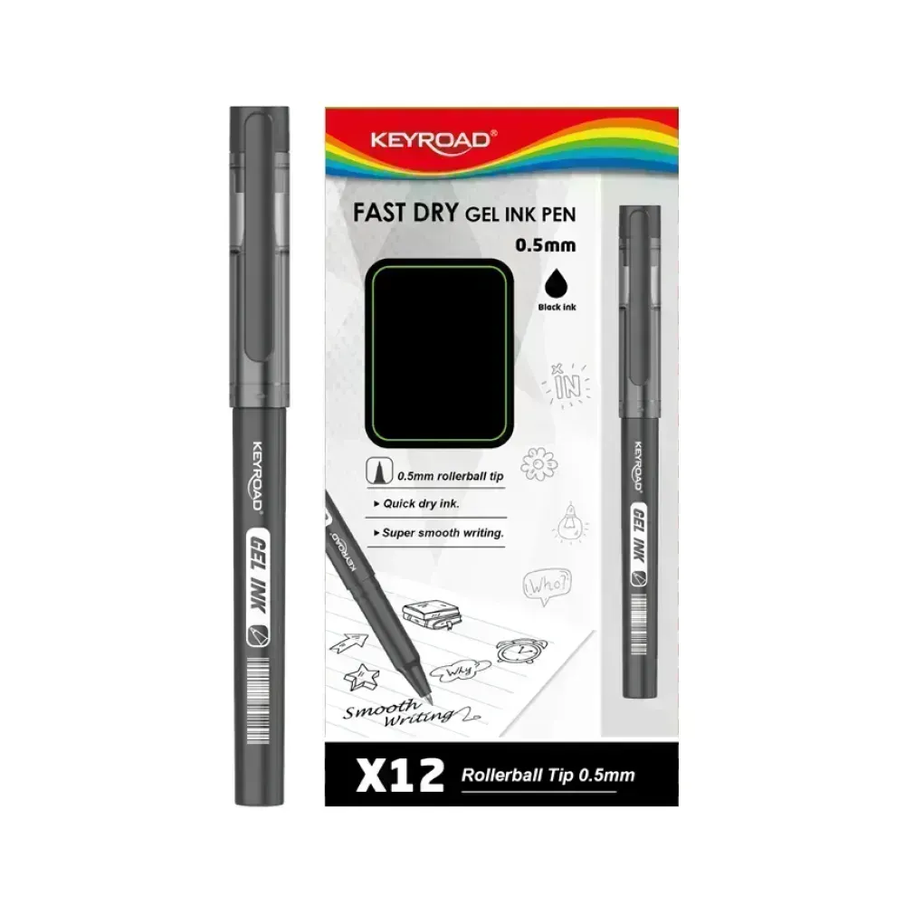 Bolígrafo, Gel 0.5 mm, Negro, Caja x 12 Unds. 