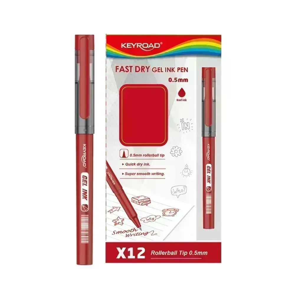 Bolígrafo, Gel 0.5 mm, Rojo, Caja x 12 Unds. 