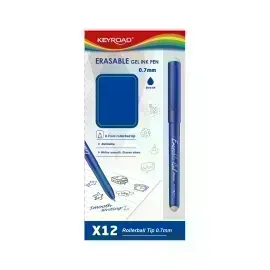 Bolígrafos, Gel Borrable, Azul, Caja x 12 Unds.