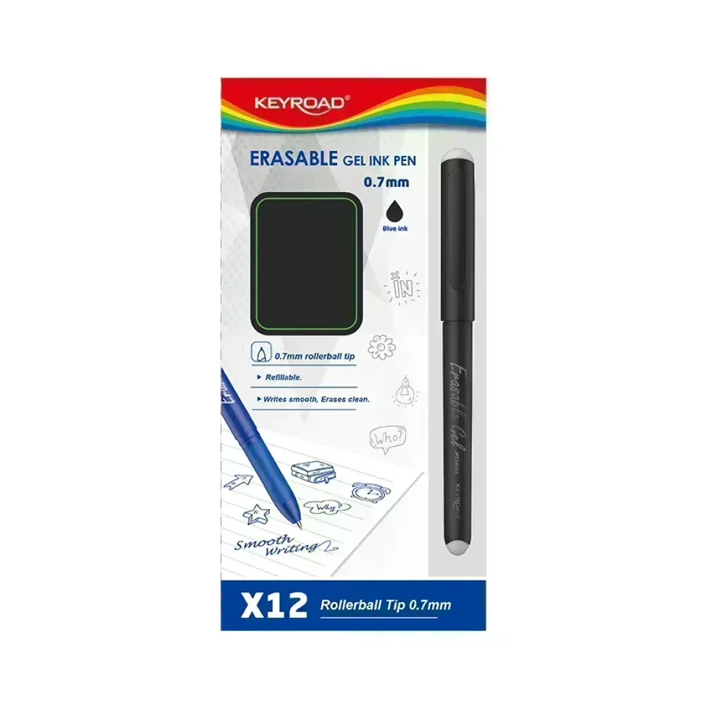 Bolígrafos, Gel Borrable, Negro, Caja x 12 Unds.
