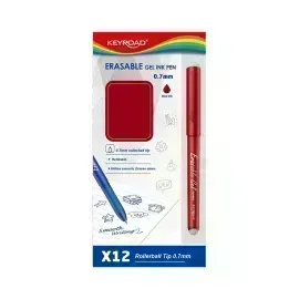 Bolígrafos, Gel Borrable, Rojo, Caja x 12 Unds.