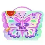 Coloring Kit Set, Butterfly, 54 Pzas, (12x Lápices de Color, 8x Marcadores Escolares, 12x Crayones, 1x Sacapuntas, + Hojas de Color + Stickers), Set