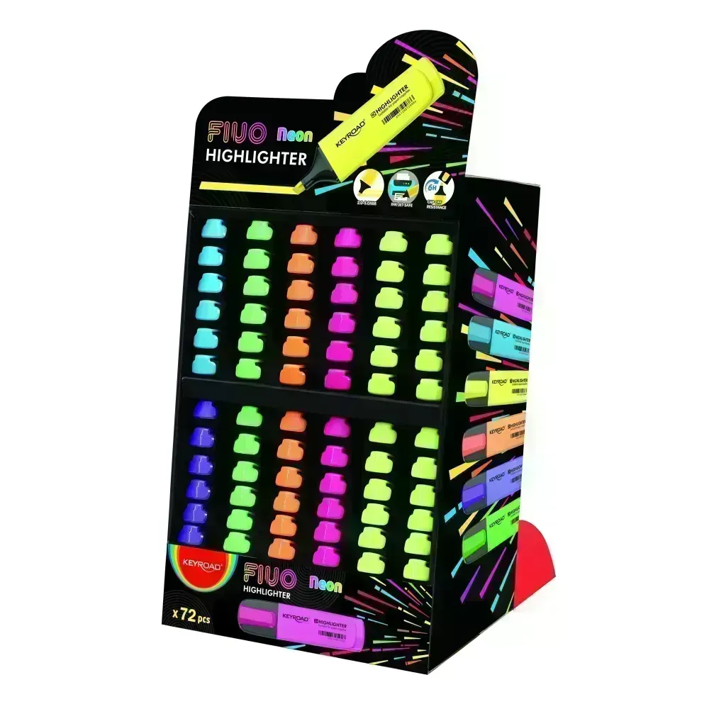 Resaltador, Highlighter, Neón, Exh x 72 Unds. 6 Col. Surtidos.