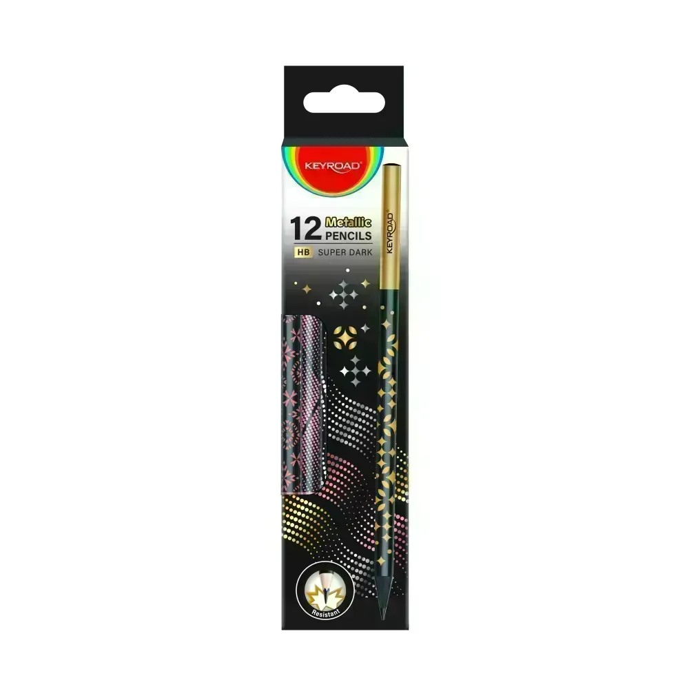 Lápiz de Grafito, HB, Circulares, Mina 2.2 mm, Luxury Black Wood - Metallic Design., Caja x 12 Unds.