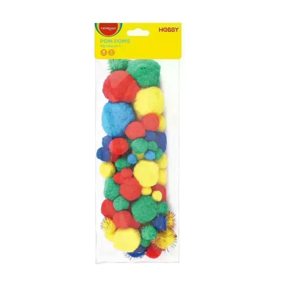 Pompones de Manualidades, Diferentes Tamaños y Colores, Bolsa