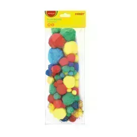 Pompones de Manualidades, Diferentes Tamaños y Colores, Bolsa