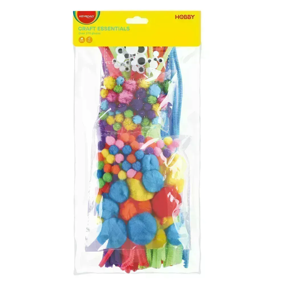 Pack de Manualidades 3: Pompones, Limpiapipas, Figuras de Goma Eva Adhesivas, otros, Set