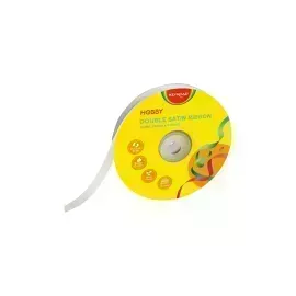 Cinta Satinada, 12mm x 25 Yardas, Rollo, Blanco