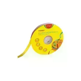 Cinta Satinada, 12mm x 25 Yardas, Rollo, Amarillo