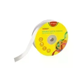 Cinta Satinada, 25mm x 25 Yardas, Rollo, Blanco