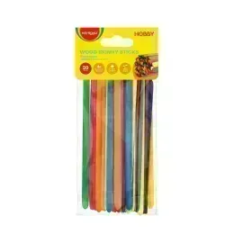 Palitos de Madera Delgados, Colores Surtidos, 140 mm x 5 mm x 1 mm, Bolsa x 50 pzas. 
