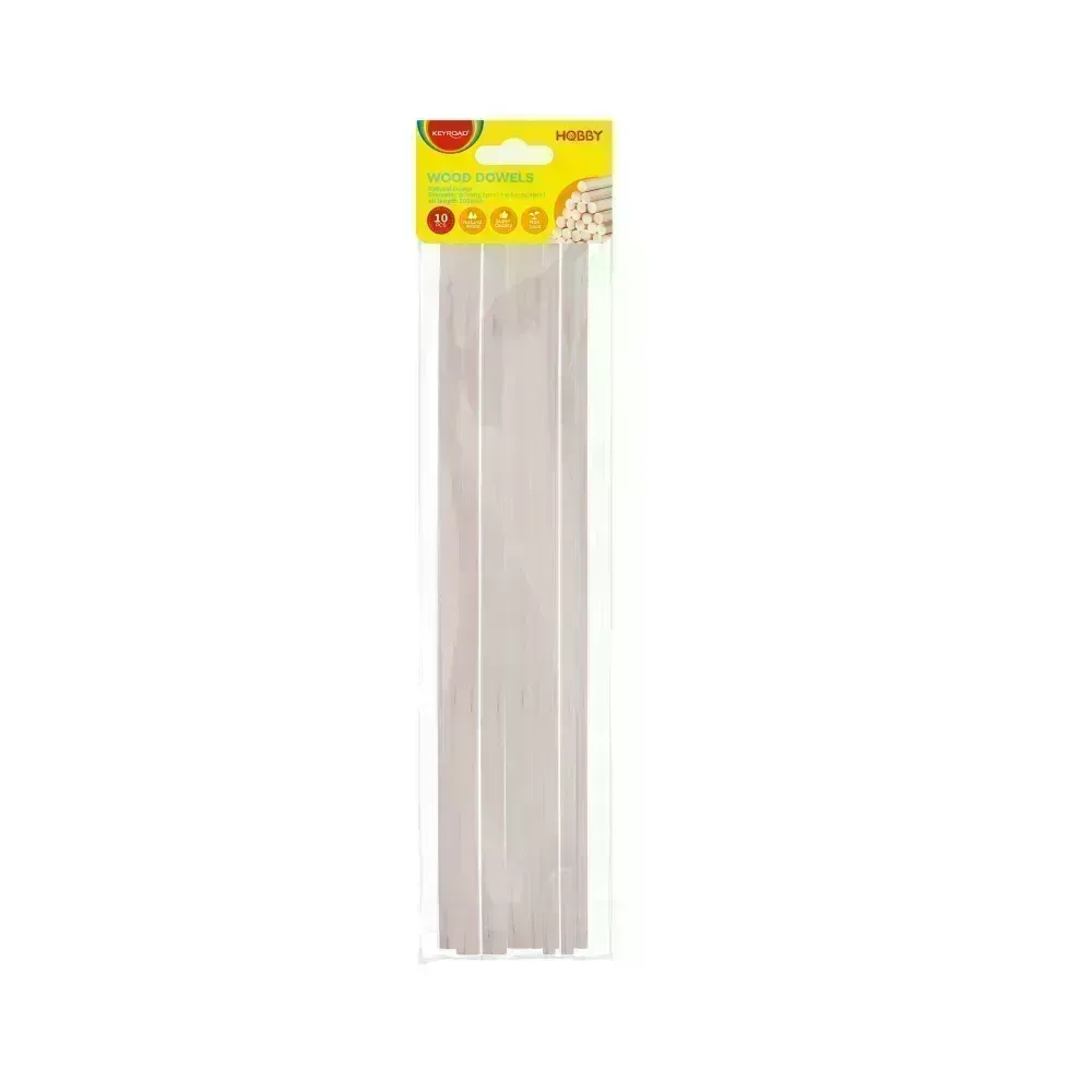 Palillos Circulares de Madera, 6x Diam. 5 mm + 4x Diam. 8 mm, Largo 300 mm., Bolsa x 10 Pzas.