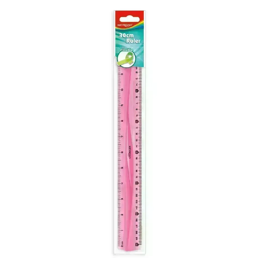 Regla Plástica, Flexible, 30 cm., (cm y pulg), Pack x 1 Und.
