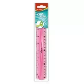 Regla Plástica, Flexible, 20 cm., (cm y pulg), Pack x 1 Und.