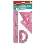 Juego Geometrico Plást, Flexible, 30 cm.,Pack x 4 piezas.