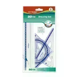 Juego Geometrico Plástico, Rígido, 20 cm., Pack x 4 piezas.