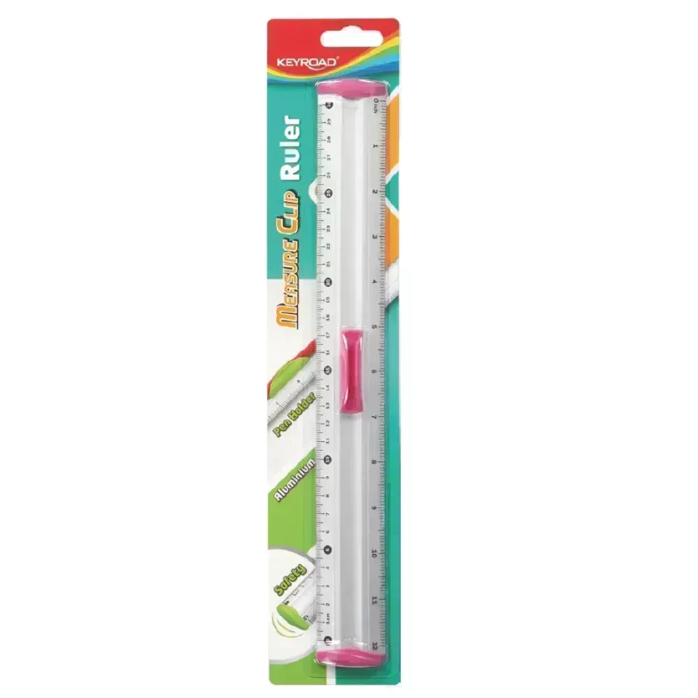 Regla de Aluminio, Grip, 30 cm., (cm y pulg), Blister x 1 Und.