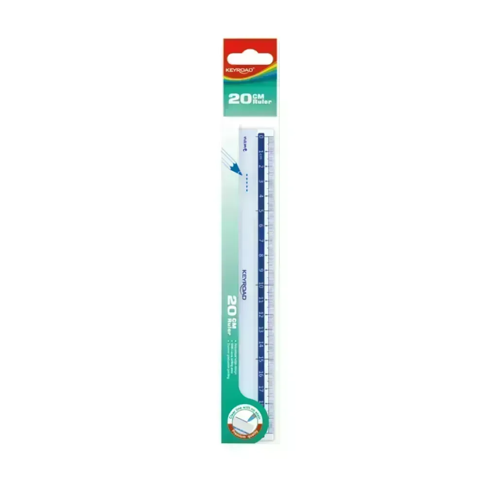 Regla Plástica, Rígida, 20 cm., Pack x 1 Und.