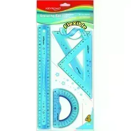 Juego Geometrico Plást, Flexible, 30 cm.,Pack x 4 piezas.
