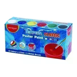 Témpera Escolar, Caja x 6 Colores x 25 mL. Pote Apilable