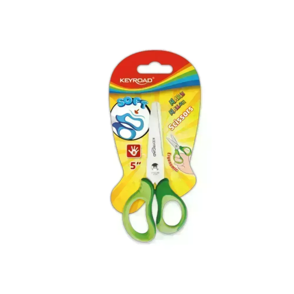 Tijera, Escolar, 5", Pta, Redonda, Soft Grip - agarre suave, Blister x 1 Und.
