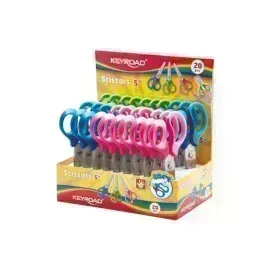 Tijera, Escolar, 5", Pta, Redonda, Soft Grip - agarre suave, Exh x 20 Unds.
