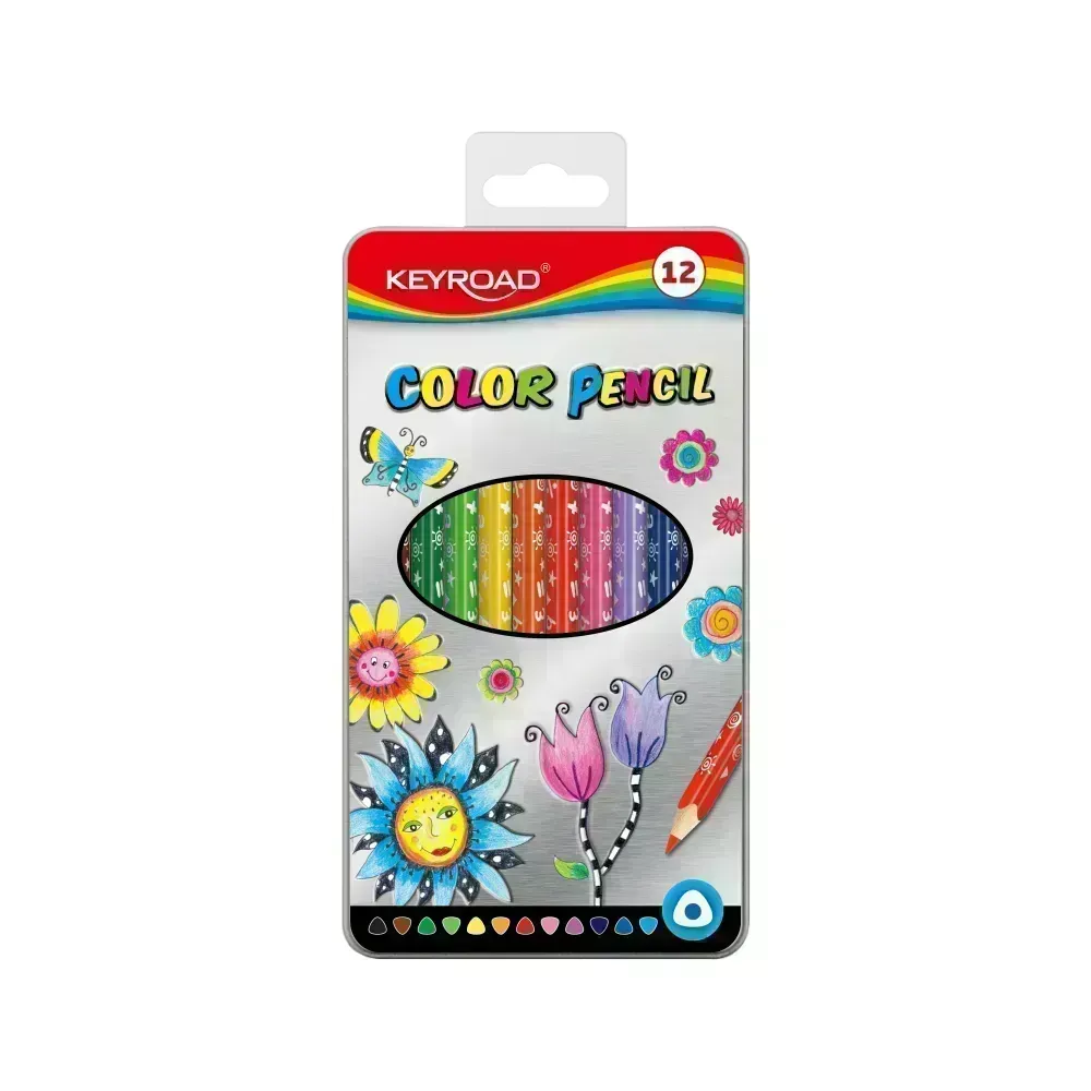 Lápices de Color, Jumbo Triangulares, Caja de Metal x 12 Colores