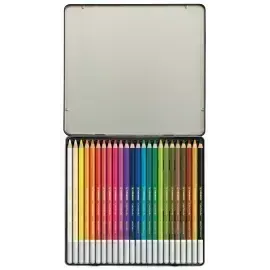Lápices de Color Tiza Pastel, Carbothello, Cuerpo Circular, Mina 4.4 mm, Caja Metálica x 24 Unds., Colores Surtidos