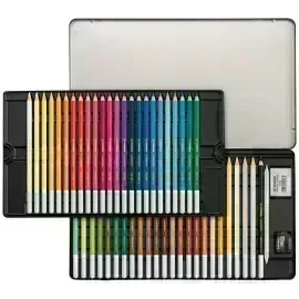 Lápices de Color Tiza Pastel, Carbothello, Cuerpo Circular, Mina 4.4 mm, Caja Metálica x 48 Unds., Colores Surtidos