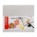 Lápices de Color, Largos, Schwan Art, Cuerpo Circular, Mina 3.3 mm, Caja Metal x 24 Colores. 