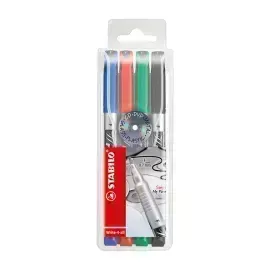 Marc. Permanente, Write-4-all, Punta Redonda, Fine F, 0.7 mm, Estuche x 4 Unds. 4 Colores Surtidos