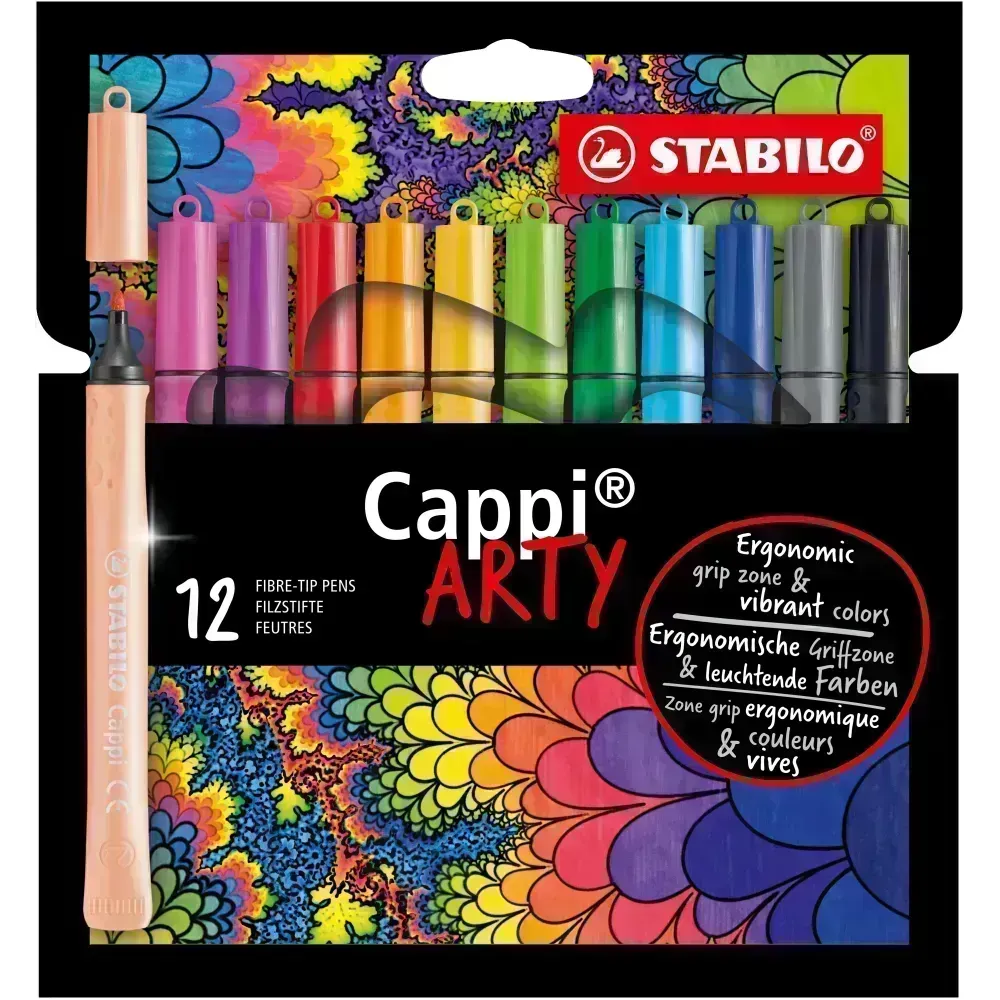 Marcador, Cappi, Punta M (1.0 mm). Estuche ARTY  x 12 Unds. 12 Colores Surtidos