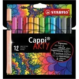 Marcador, Cappi, Punta M (1.0 mm). Estuche ARTY  x 12 Unds. 12 Colores Surtidos