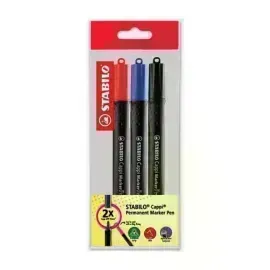 Marc. Permanente para CD, Cappi, Punta Redonda, M 1.0 mm, Pack x 3 Unds. Azul, Negro, Rojo