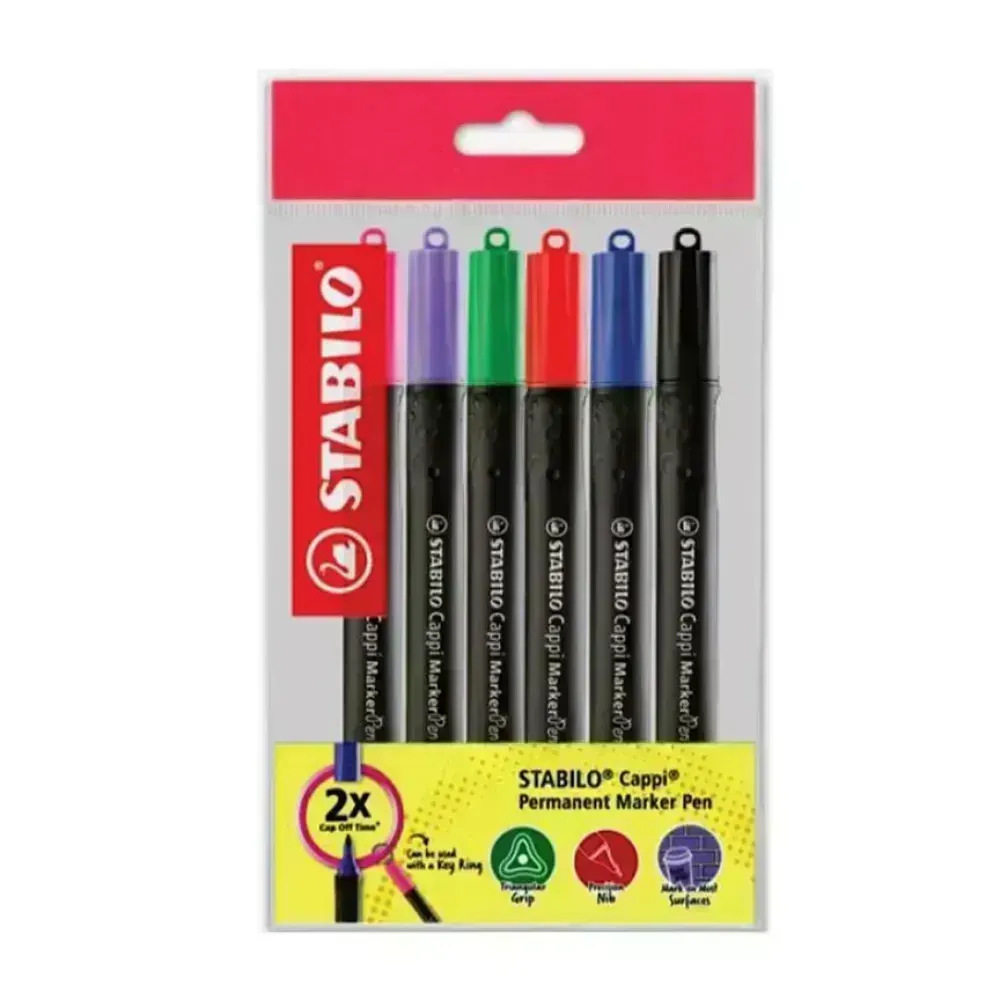 Marc. Permanente para CD, Cappi, Punta Redonda, M 1.0 mm, Pack x 6 Unds. 6 Colores Surtidos
