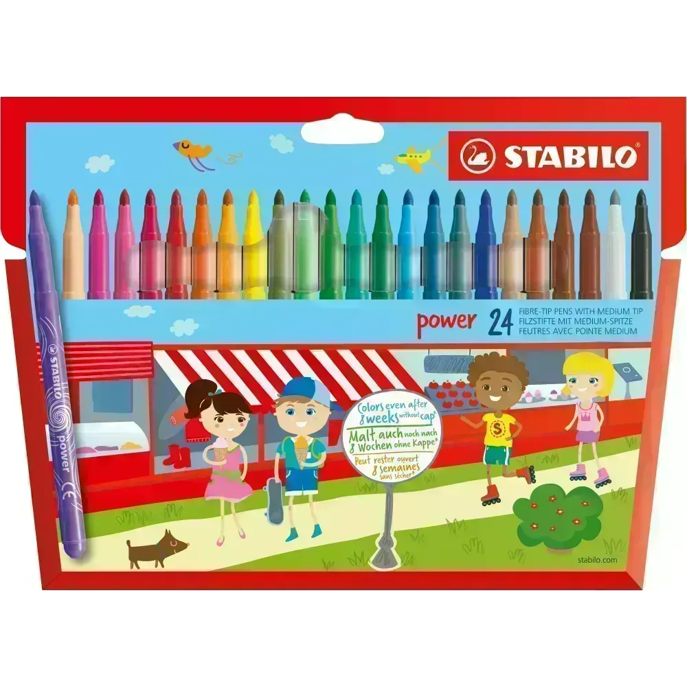 Marcador, Power, Punta M (2.0 mm). Estuche x 24 Unds. 24 Colores Surtidos