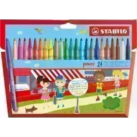 Marcador, Power, Punta M (2.0 mm). Estuche x 24 Unds. 24 Colores Surtidos