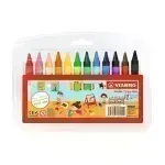 Crayones de Cera, Yippy Wax Jumbo, Cuerpo Circular, 10 mm, en Estuche Plástico x 12 Unds. 12 Colores Surtidos.