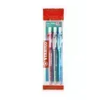 Bolígrafo Retractil, Liner 308NF, Punta Aguja 0.38 mm, Pack x 3 Unds., Azul, Negro, Rojo