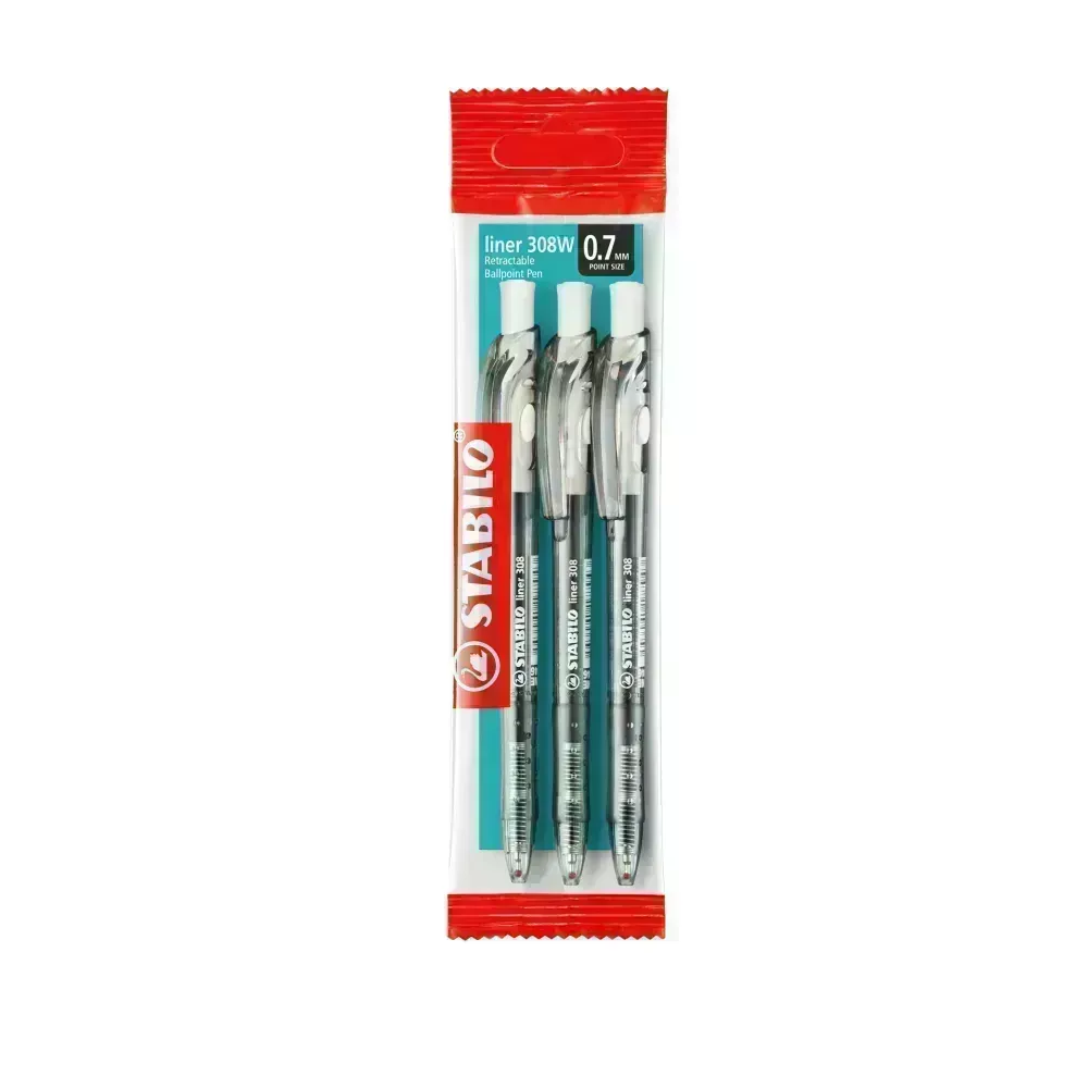 Bolígrafo Retractil, Liner 308NF, Punta Aguja 0.38 mm, Negro,  Pack x 3 Unds.