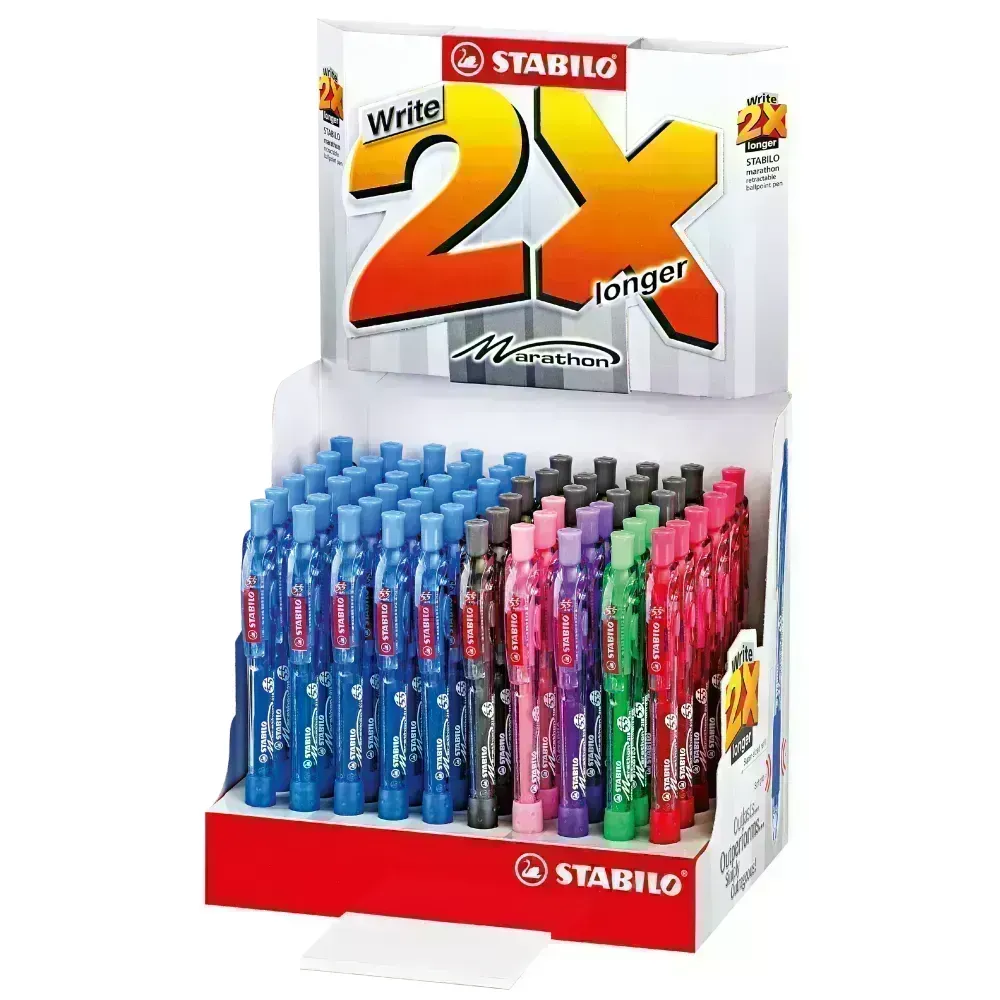 Bolígrafo Retractil, Marathon 318, Punta Fina 0.38 mm, Exhibidor x 60 Unds. 6 Colores Surtidos