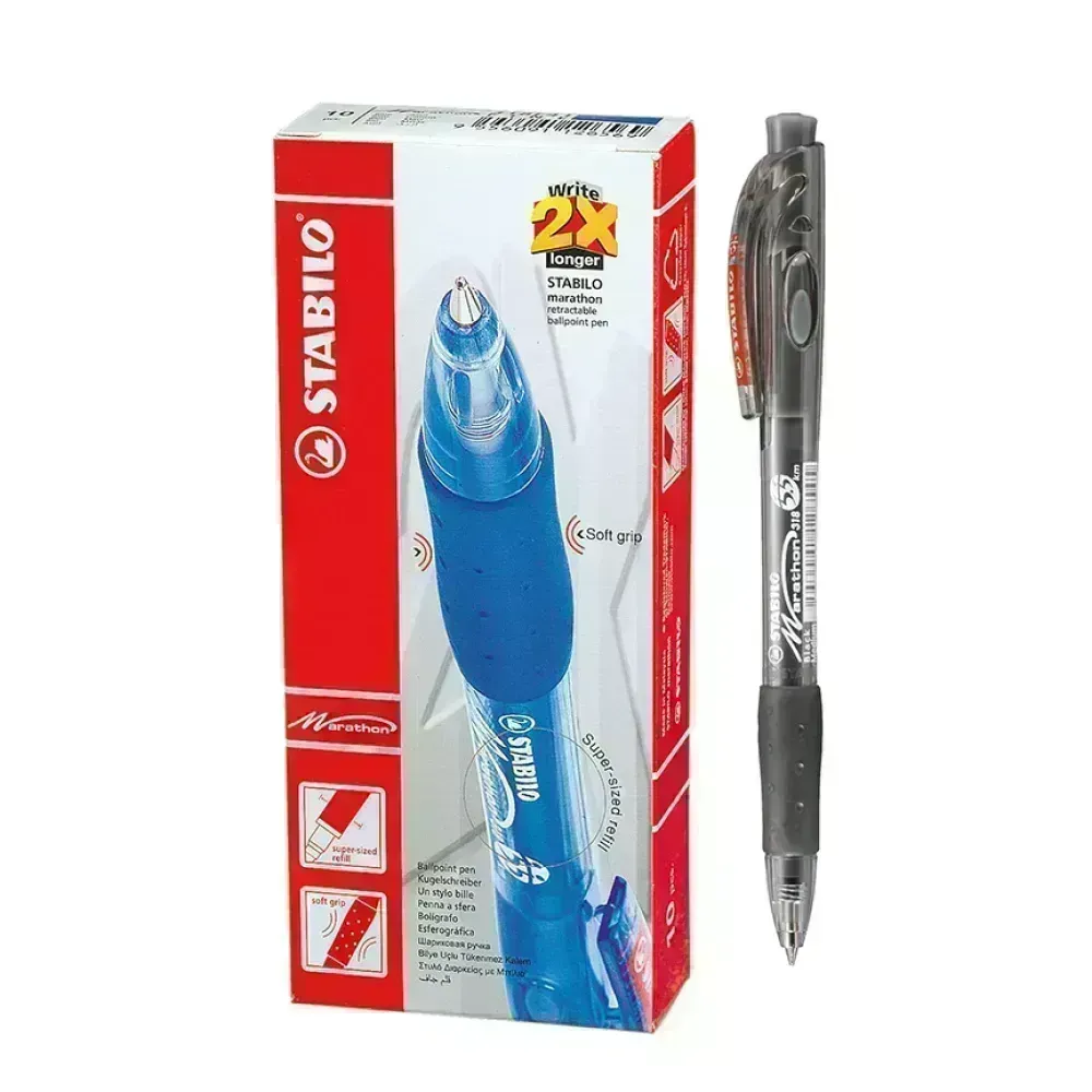 Bolígrafo Retractil, Marathon 318, Punta Media 0.45 mm, Negro, Caja x 10 Unds.