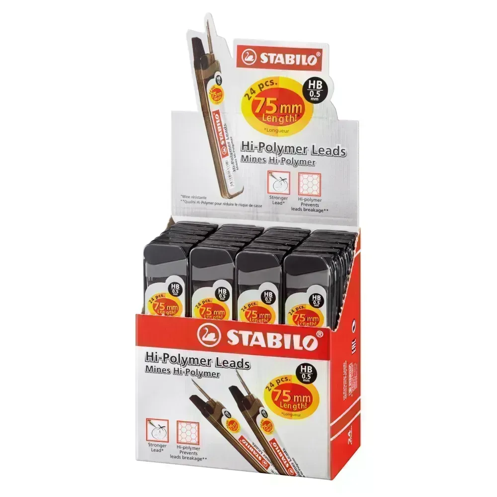 Minas para Portaminas, HB, 0.5 mm, 24 Tubos x 24 pzas. Caja x 24
