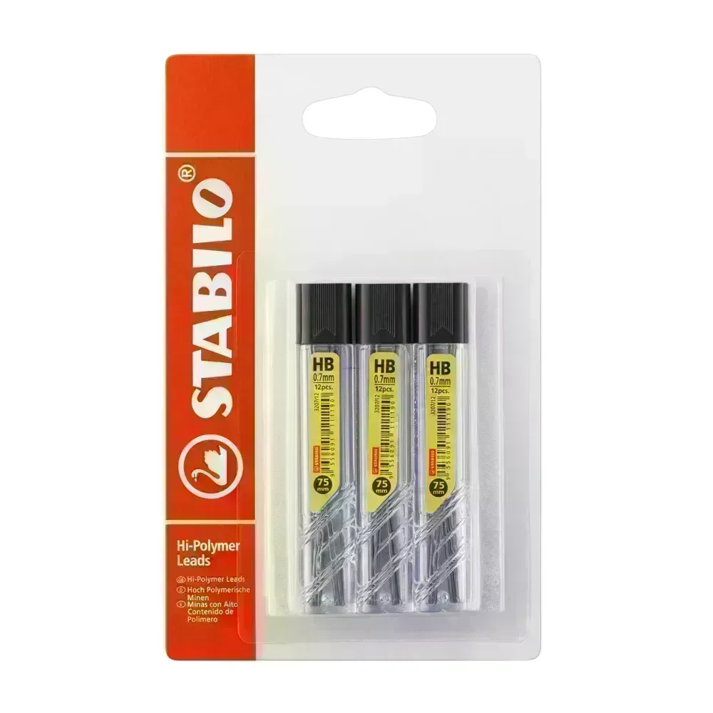 Minas para Portaminas, HB, 0.7 mm, 3 Tubos x 12 pzas. Blister x 3